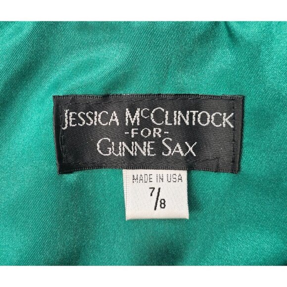 Women's - Jessica McClintock for Gunne Sax Green Satin Formal Gown, Size 7/8 - Picture 7 of 16